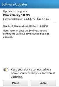 BlackBerry Update In Progress
