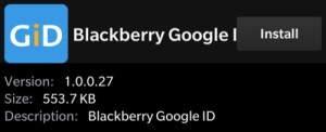 Install Blackberry Google ID